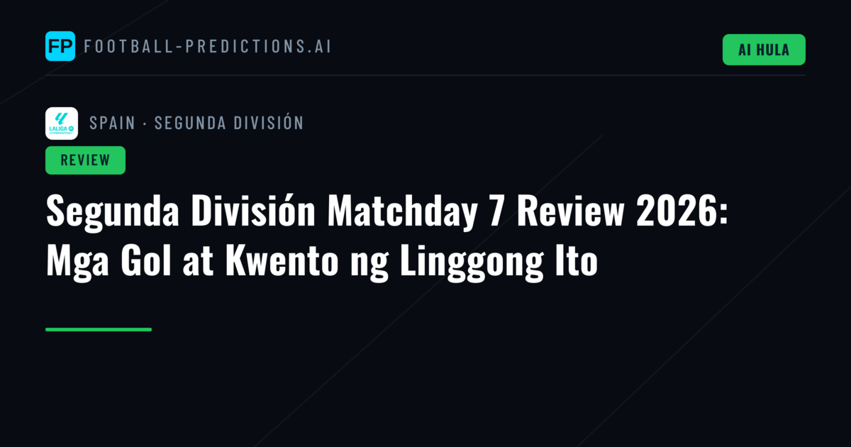 Segunda División Matchday 7 Review 2026: Mga Gol at Kwento ng Linggong Ito