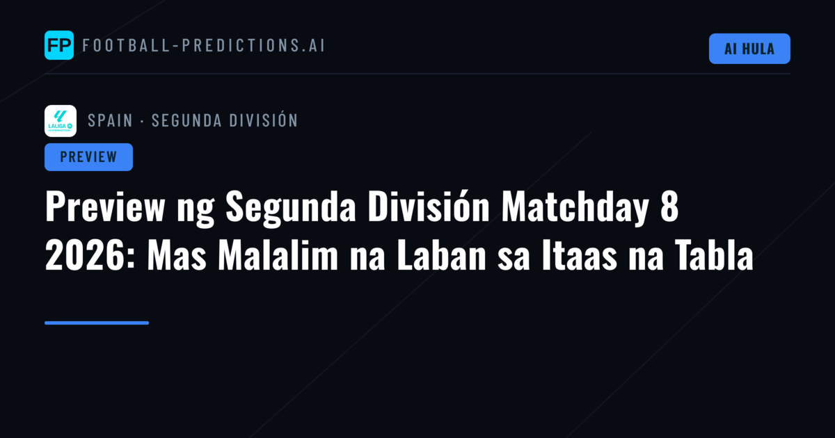 Preview ng Segunda División Matchday 8 2026: Mas Malalim na Laban sa Itaas na Tabla