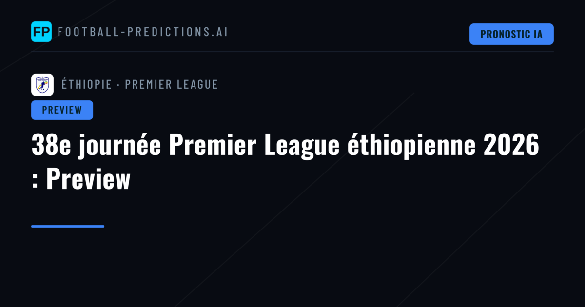38e journée Premier League éthiopienne 2026 : Preview