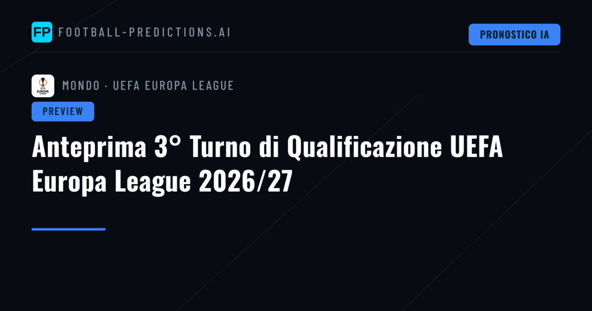 Anteprima 3° Turno di Qualificazione UEFA Europa League 2026/27