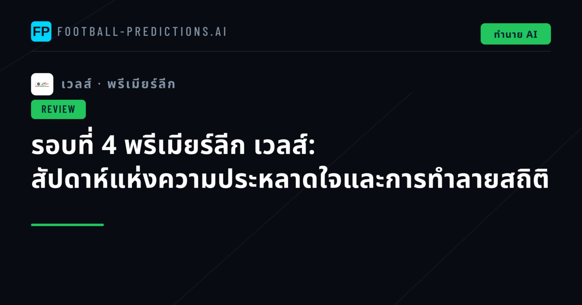 รอบที่ 4 พรีเมียร์ลีก เวลส์: สัปดาห์แห่งความประหลาดใจและการทำลายสถิติ