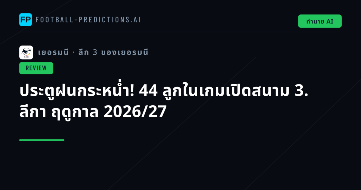 ประตูฝนกระหน่ำ! 44 ลูกในเกมเปิดสนาม 3. ลีกา ฤดูกาล 2026/27