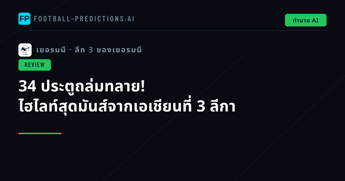 34 ประตูถล่มทลาย! ไฮไลท์สุดมันส์จากเอเชียนที่ 3 ลีกา
