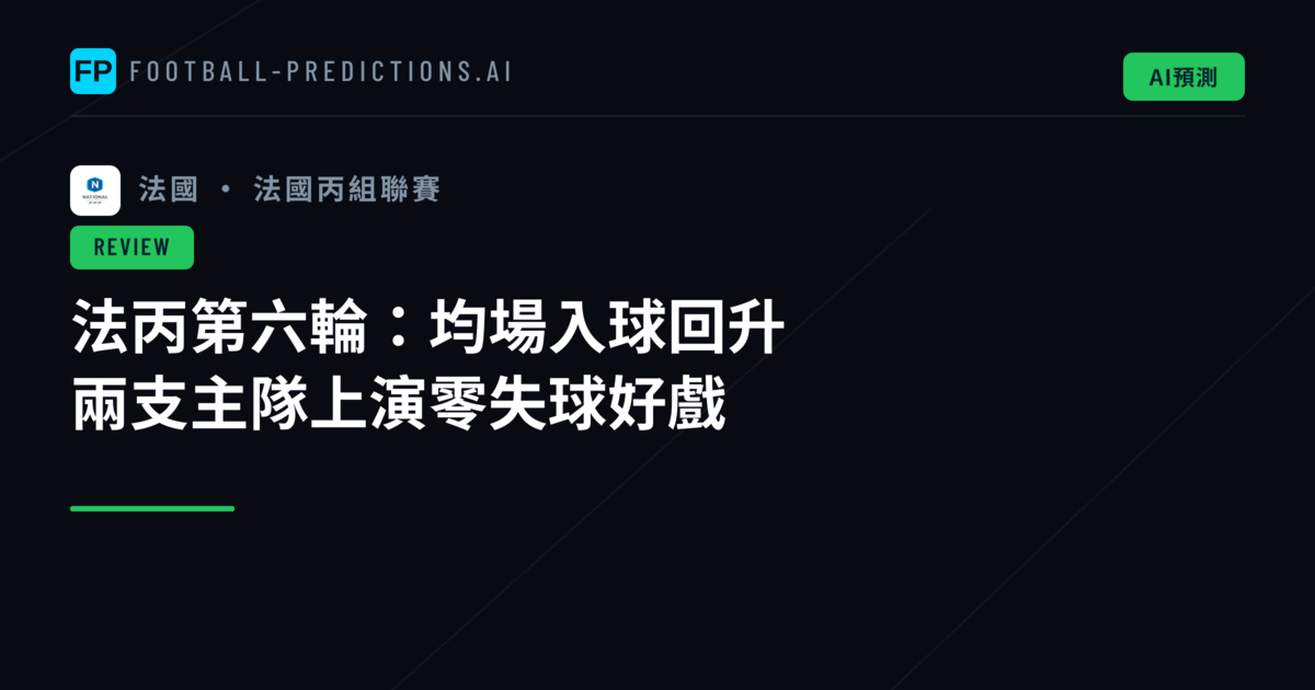 法丙第六輪：均場入球回升　兩支主隊上演零失球好戲