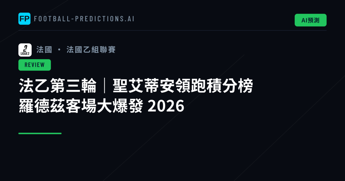 法乙第三輪｜聖艾蒂安領跑積分榜 羅德茲客場大爆發 2026
