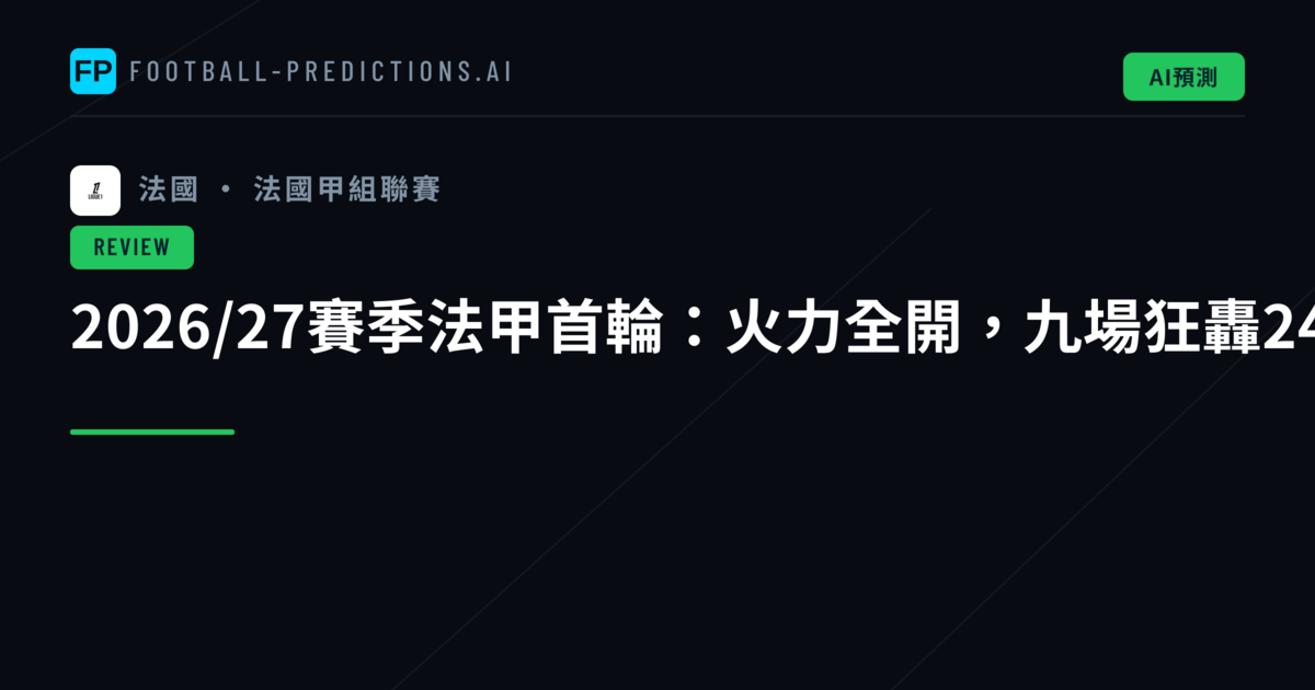 2026/27賽季法甲首輪:火力全開,九場狂轟24球