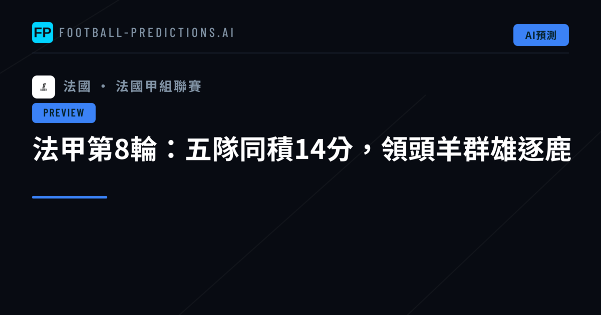 法甲第8輪：五隊同積14分，領頭羊群雄逐鹿