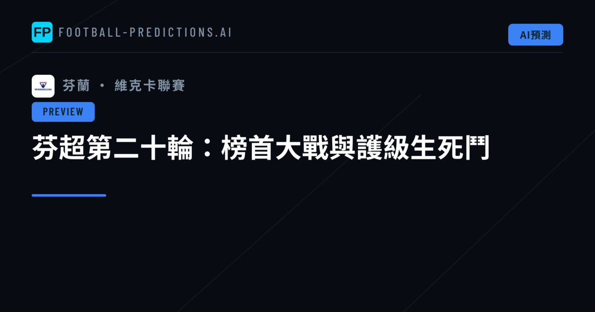 芬超第二十輪：榜首大戰與護級生死鬥