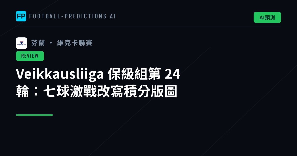 Veikkausliiga 保級組第 24 輪：七球激戰改寫積分版圖