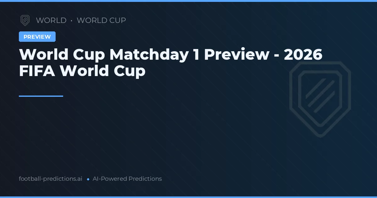 World Cup Matchday 1 Preview - 2026 FIFA World Cup
