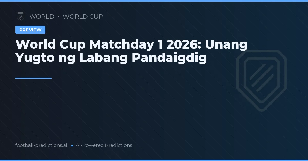 World Cup Matchday 1 2026: Unang Yugto ng Labang Pandaigdig