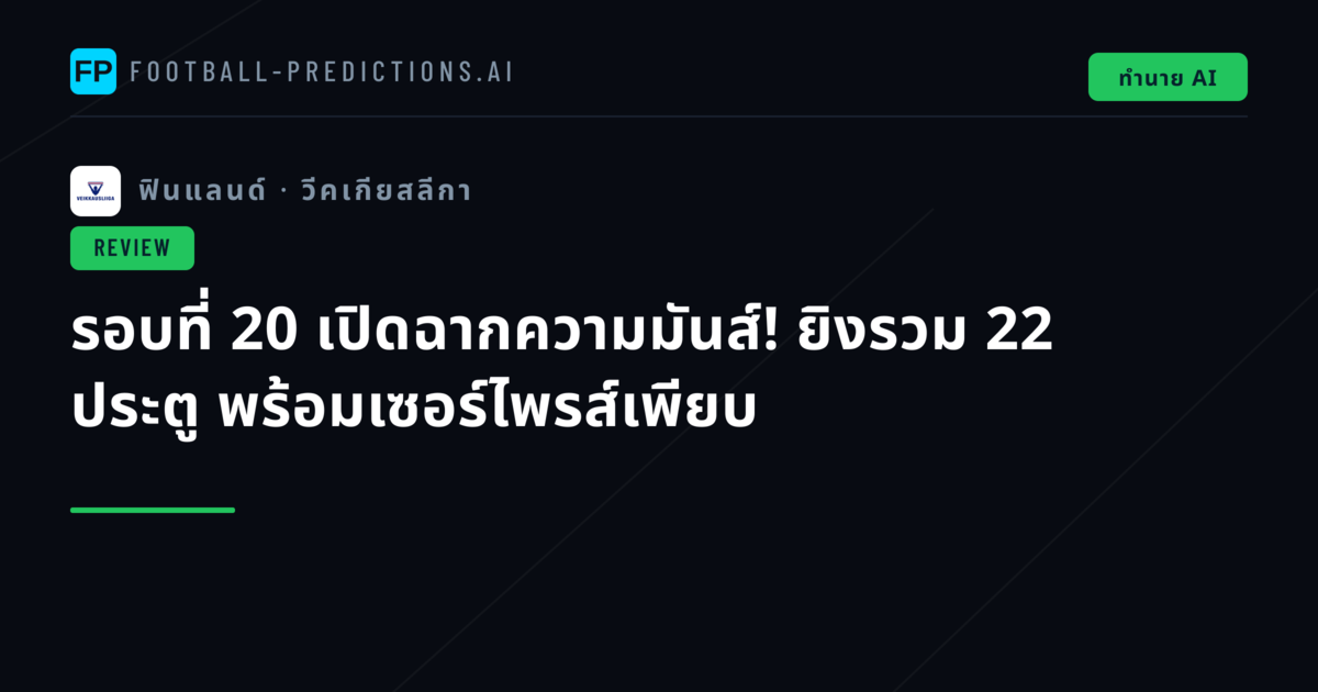 รอบที่ 20 เปิดฉากความมันส์! ยิงรวม 22 ประตู พร้อมเซอร์ไพรส์เพียบ