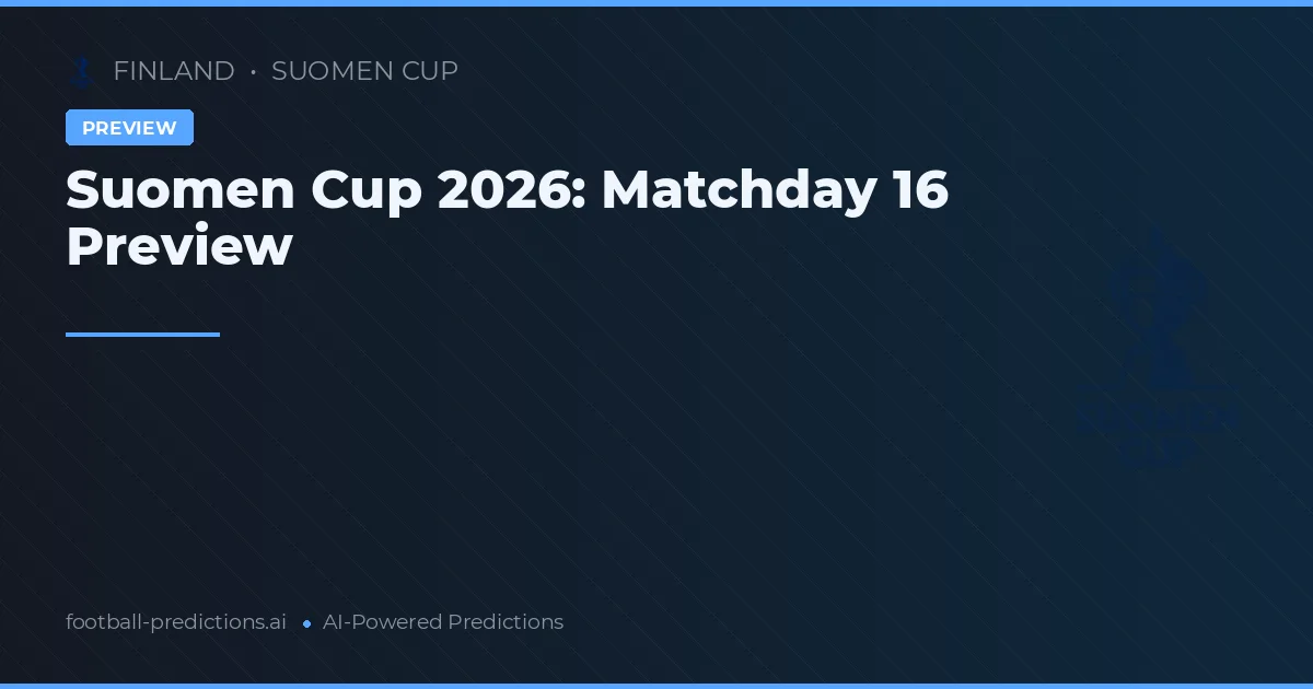Suomen Cup 2026: Matchday 16 Preview