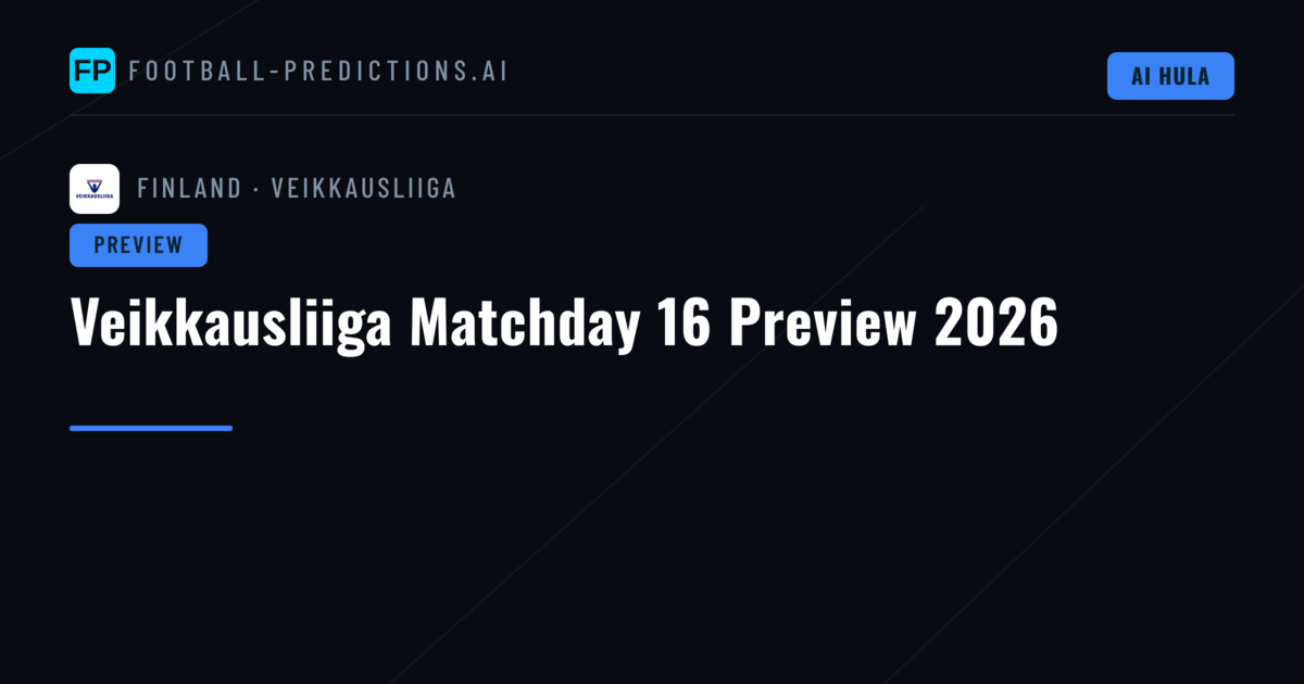 Veikkausliiga Matchday 16 Preview 2026