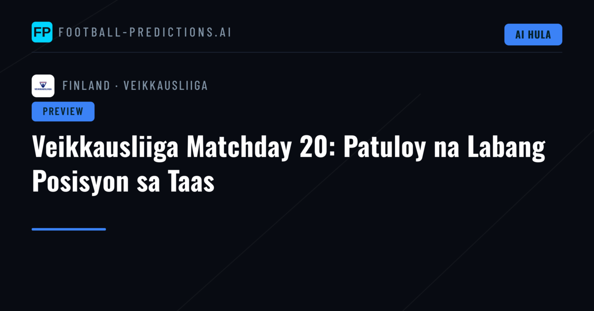 Veikkausliiga Matchday 20: Patuloy na Labang Posisyon sa Taas
