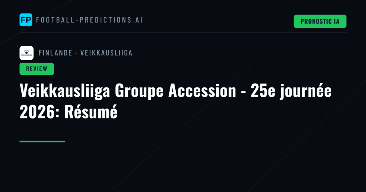 Veikkausliiga Groupe Accession - 25e journée 2026: Résumé