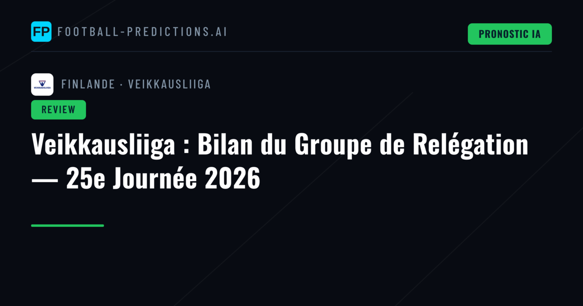 Veikkausliiga : Bilan du Groupe de Relégation — 25e Journée 2026