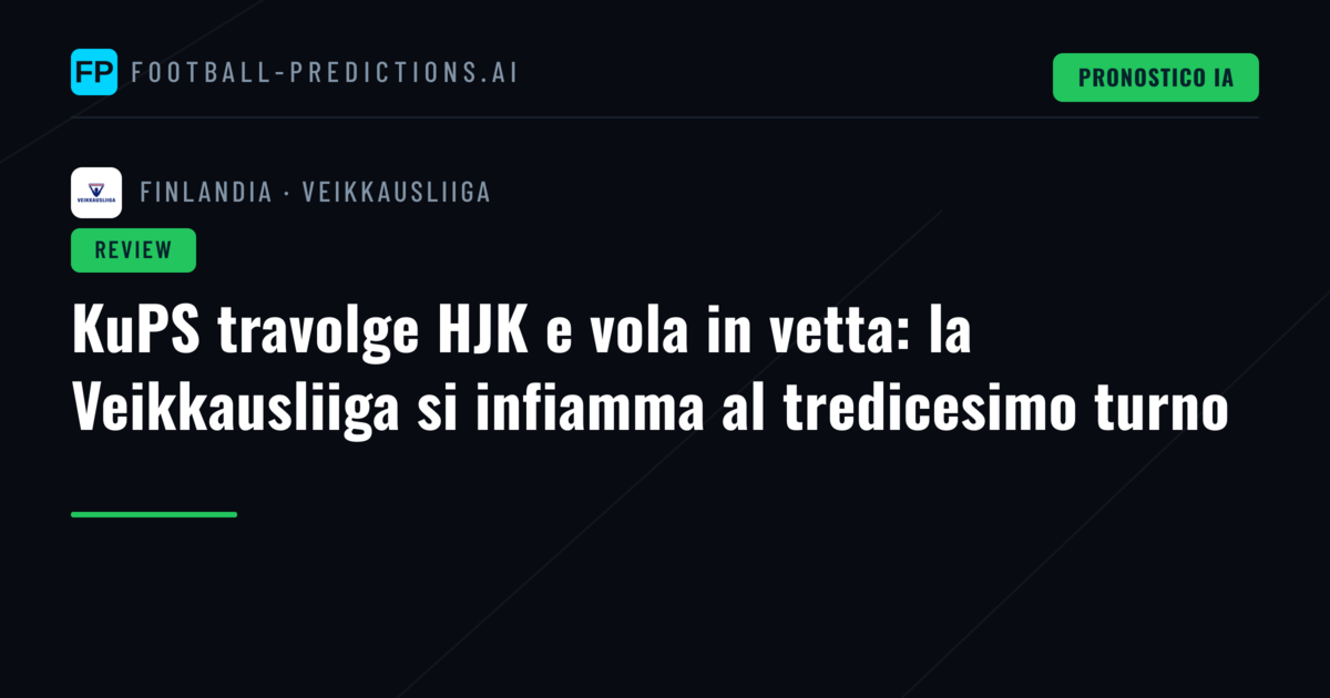KuPS travolge HJK e vola in vetta: la Veikkausliiga si infiamma al tredicesimo turno