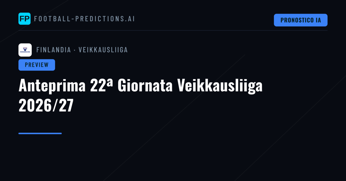 Anteprima 22ª Giornata Veikkausliiga 2026/27
