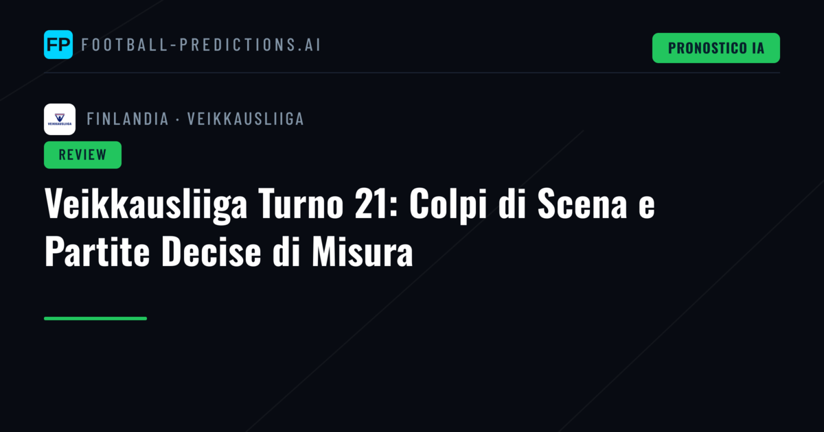 Veikkausliiga Turno 21: Colpi di Scena e Partite Decise di Misura