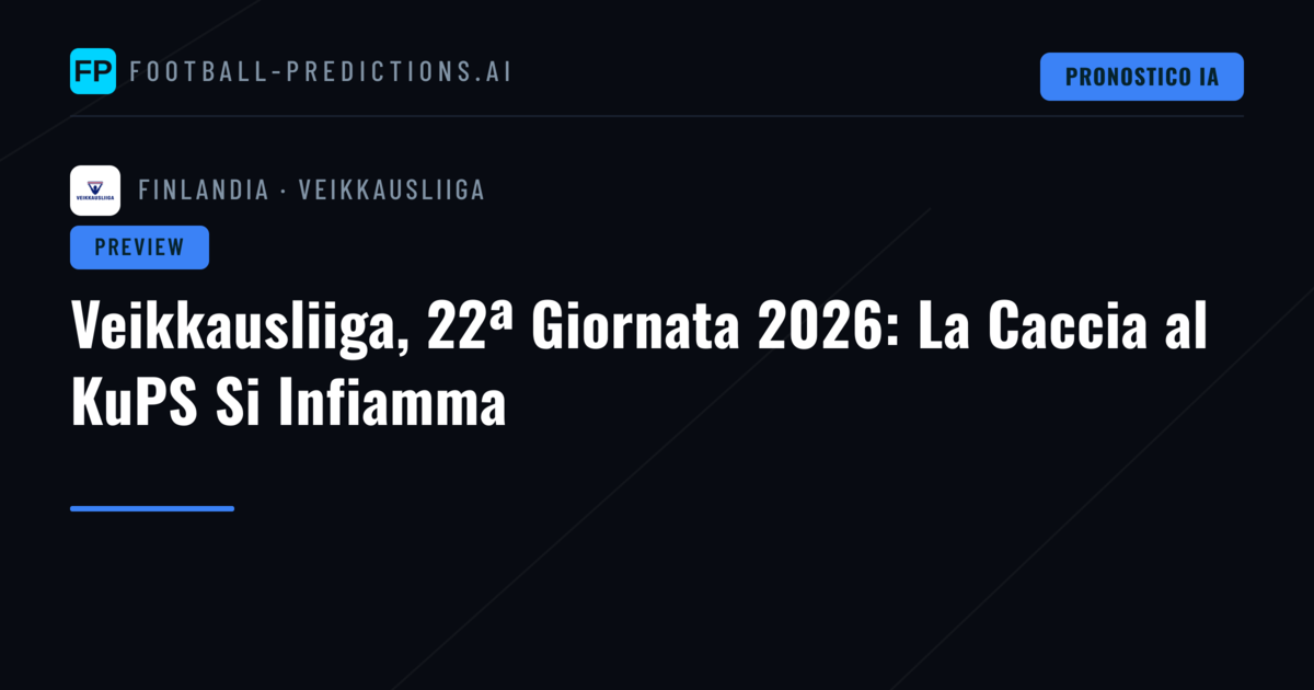 Veikkausliiga, 22ª Giornata 2026: La Caccia al KuPS Si Infiamma