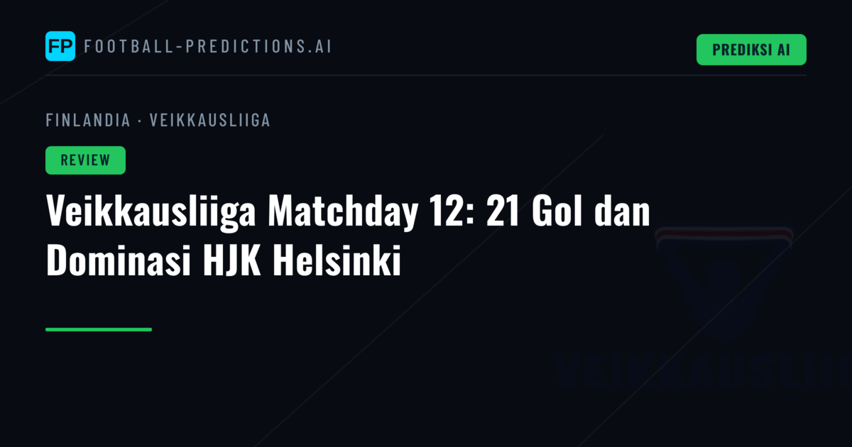 Veikkausliiga Matchday 12: 21 Gol dan Dominasi HJK Helsinki
