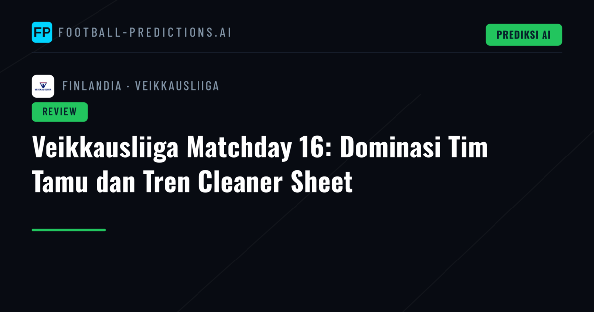 Veikkausliiga Matchday 16: Dominasi Tim Tamu dan Tren Cleaner Sheet