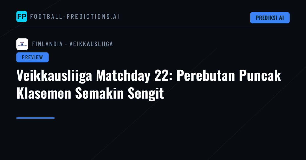 Veikkausliiga Matchday 22: Perebutan Puncak Klasemen Semakin Sengit