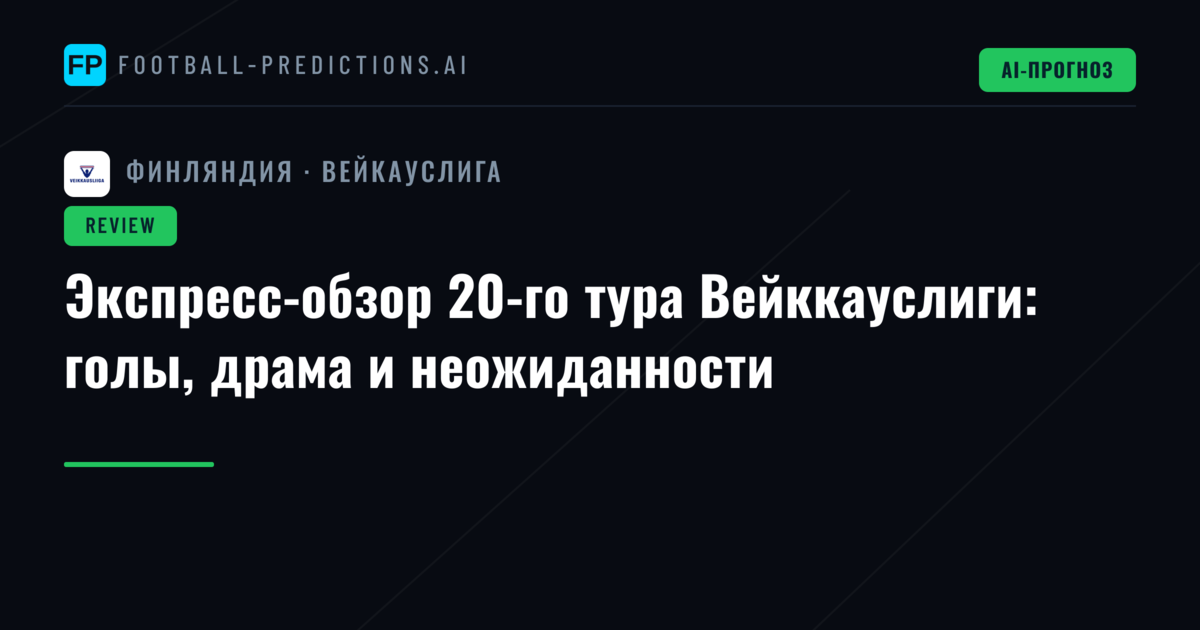 Экспресс-обзор 20-го тура Вейккауслиги: голы, драма и неожиданности