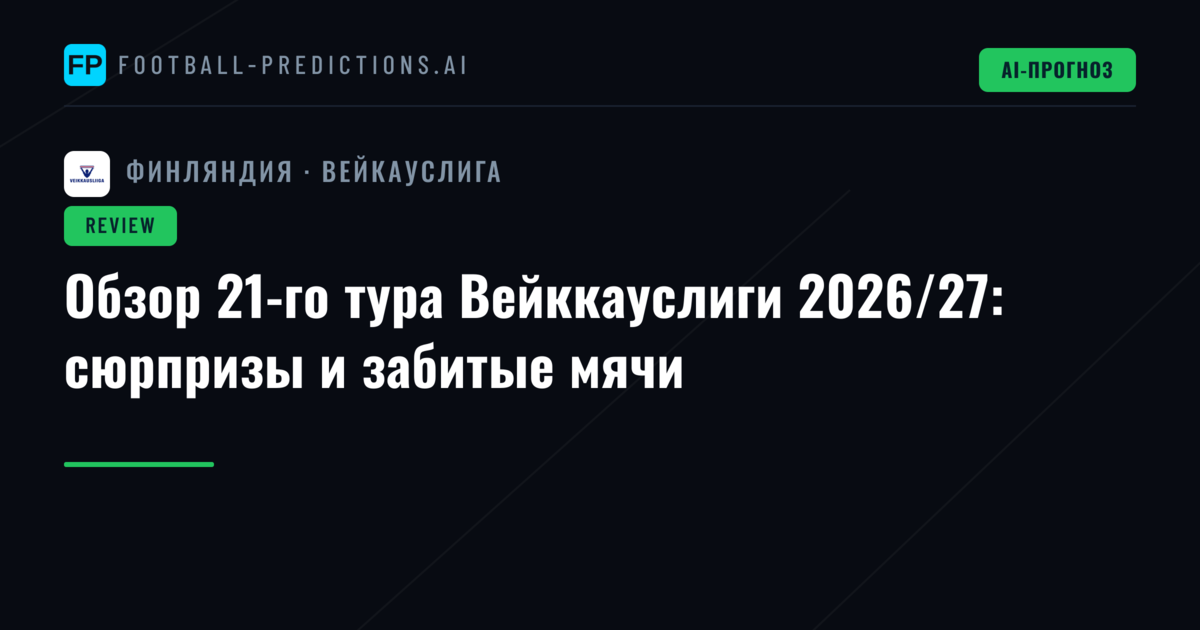 Обзор 21-го тура Вейккауслиги 2026/27: сюрпризы и забитые мячи