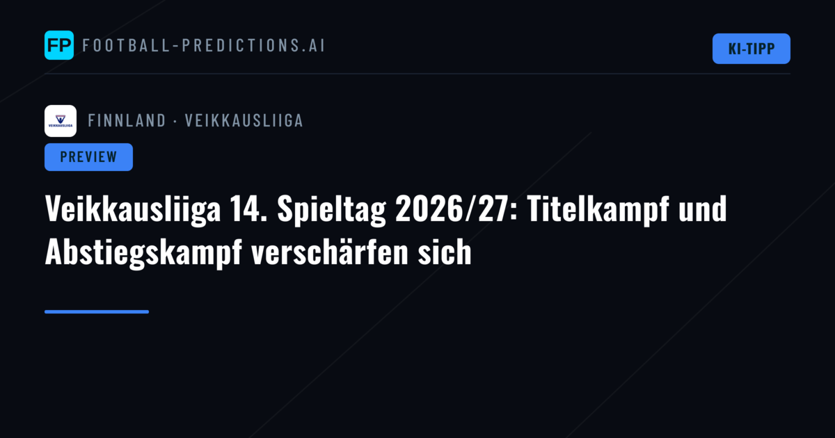 Veikkausliiga 14. Spieltag 2026/27: Titelkampf und Abstiegskampf verschärfen sich