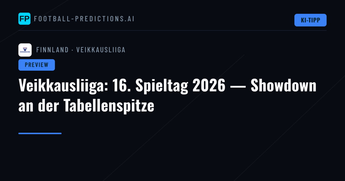 Veikkausliiga: 16. Spieltag 2026 — Showdown an der Tabellenspitze