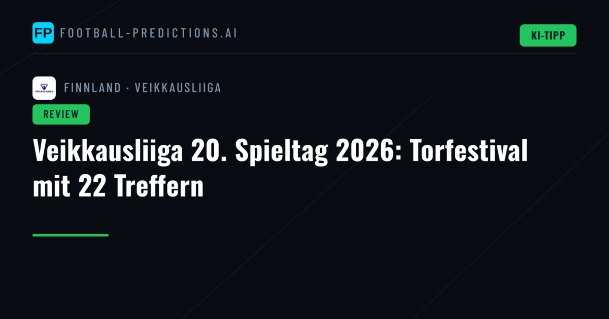 Veikkausliiga 20. Spieltag 2026: Torfestival mit 22 Treffern