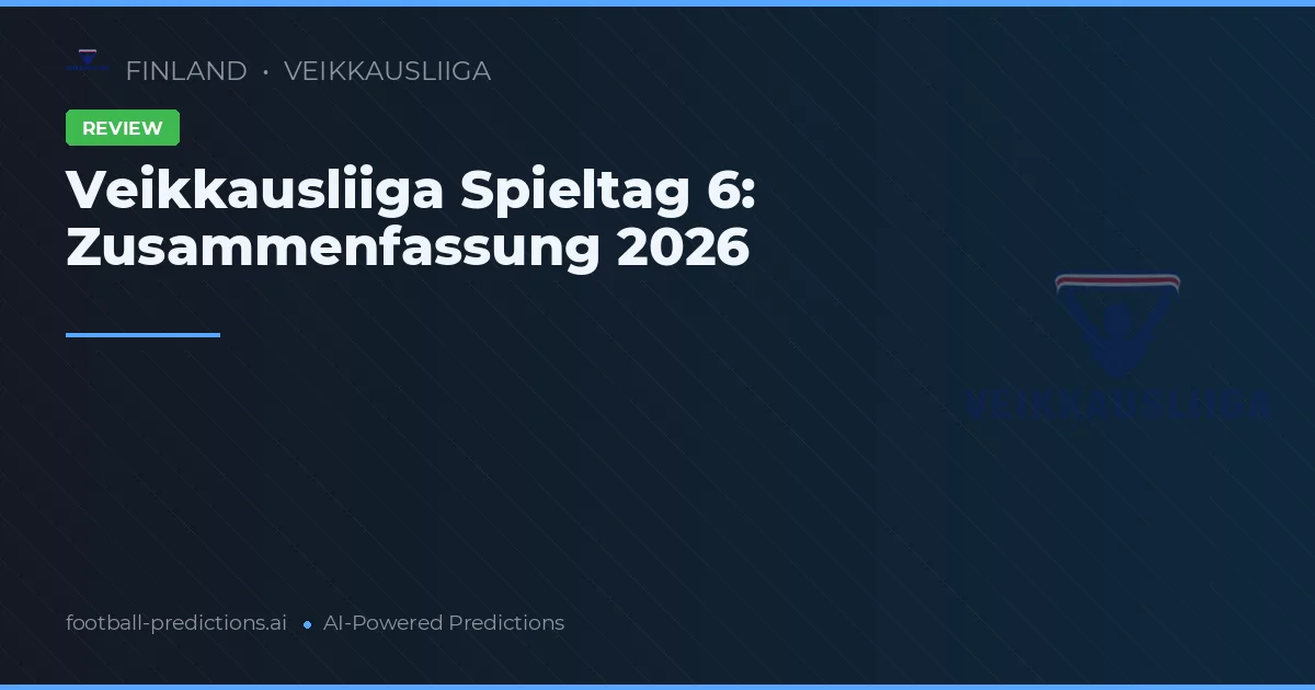 Veikkausliiga Spieltag 6: Zusammenfassung 2026