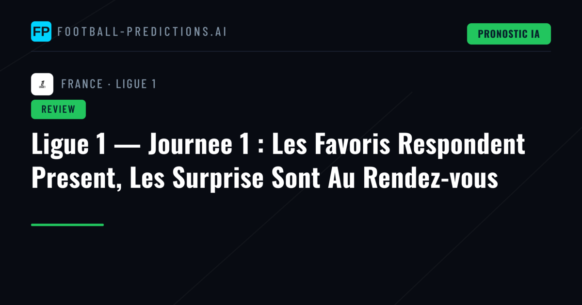 Ligue 1 — Journee 1 : Les Favoris Respondent Present, Les Surprise Sont Au Rendez-vous
