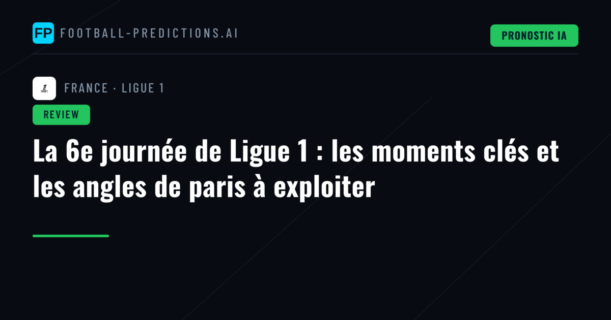 La 6e journée de Ligue 1 : les moments clés et les angles de paris à exploiter