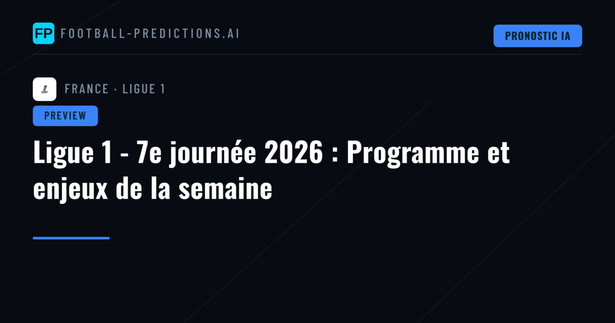 Ligue 1 - 7e journée 2026 : Programme et enjeux de la semaine