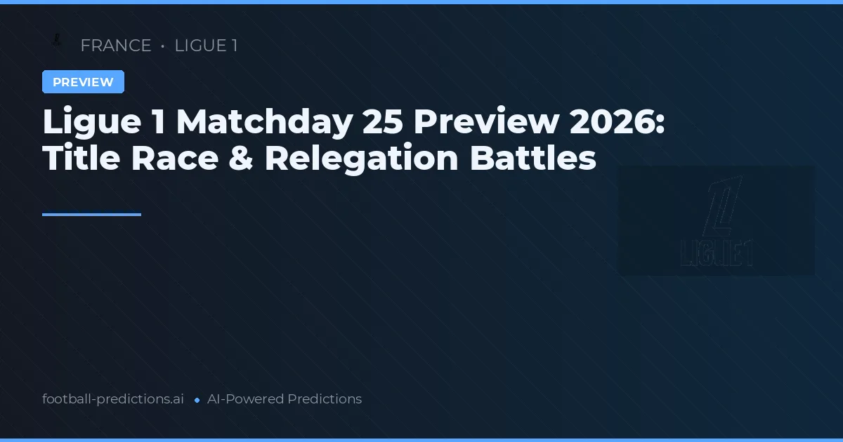 Ligue 1 Matchday 25 Preview 2026: Title Race & Relegation Battles
