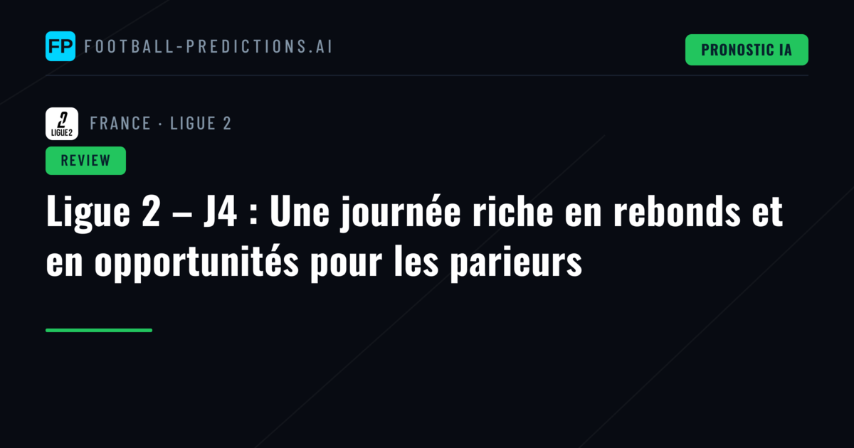 Ligue 2 – J4 : Une journée riche en rebonds et en opportunités pour les parieurs