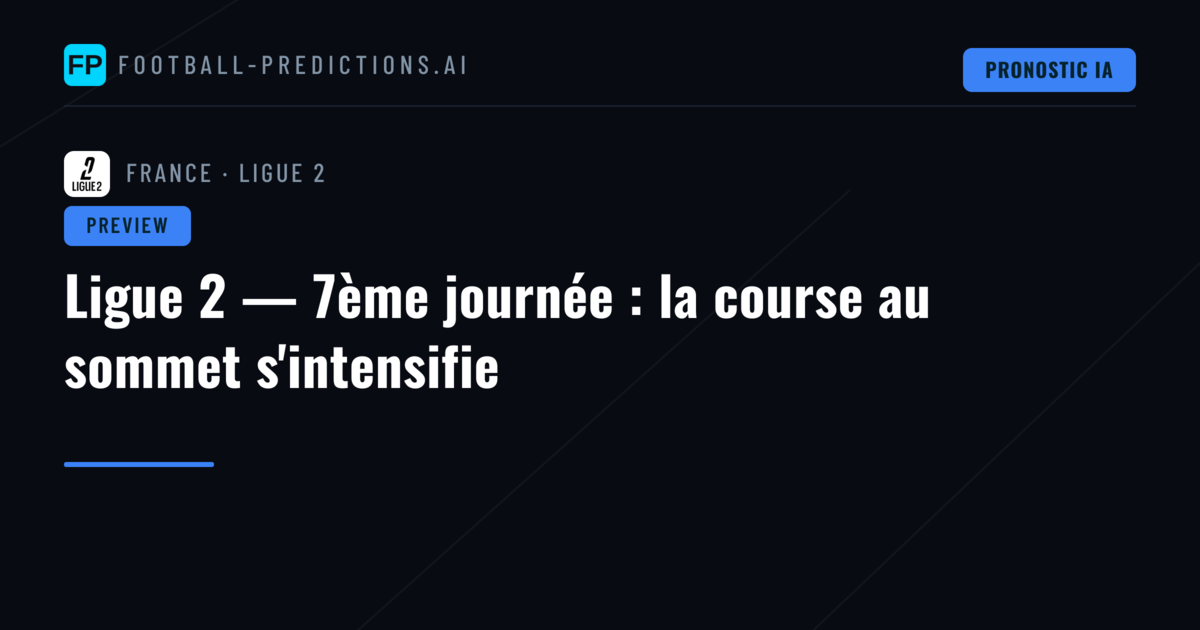 Ligue 2 — 7ème journée : la course au sommet s'intensifie