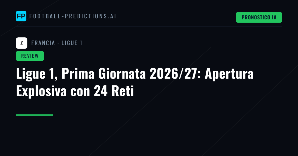 Ligue 1, Prima Giornata 2026/27: Apertura Explosiva con 24 Reti
