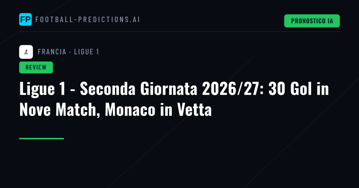 Ligue 1 - Seconda Giornata 2026/27: 30 Gol in Nove Match, Monaco in Vetta
