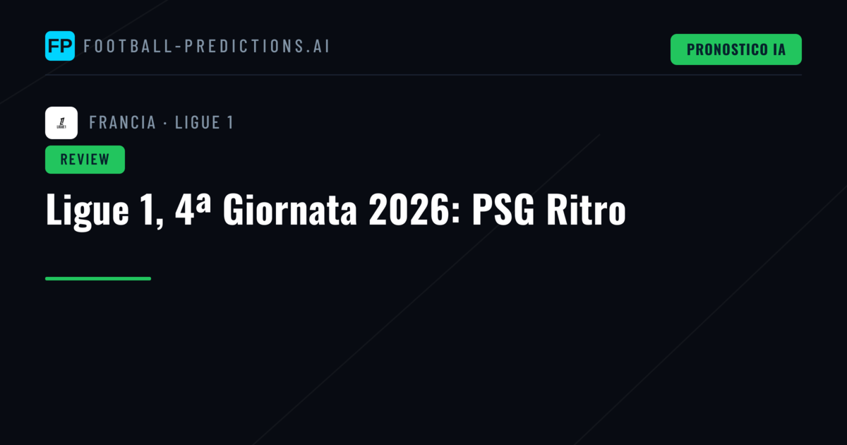 Ligue 1, 4ª Giornata 2026: PSG Ritro