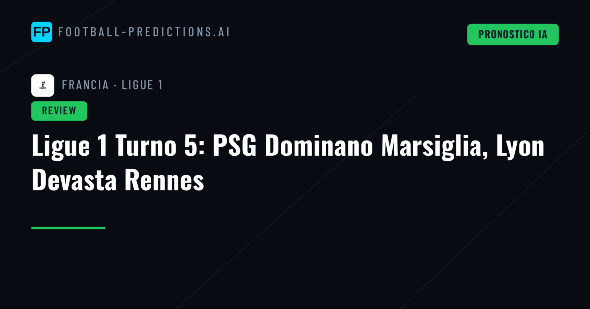 Ligue 1 Turno 5: PSG Dominano Marsiglia, Lyon Devasta Rennes