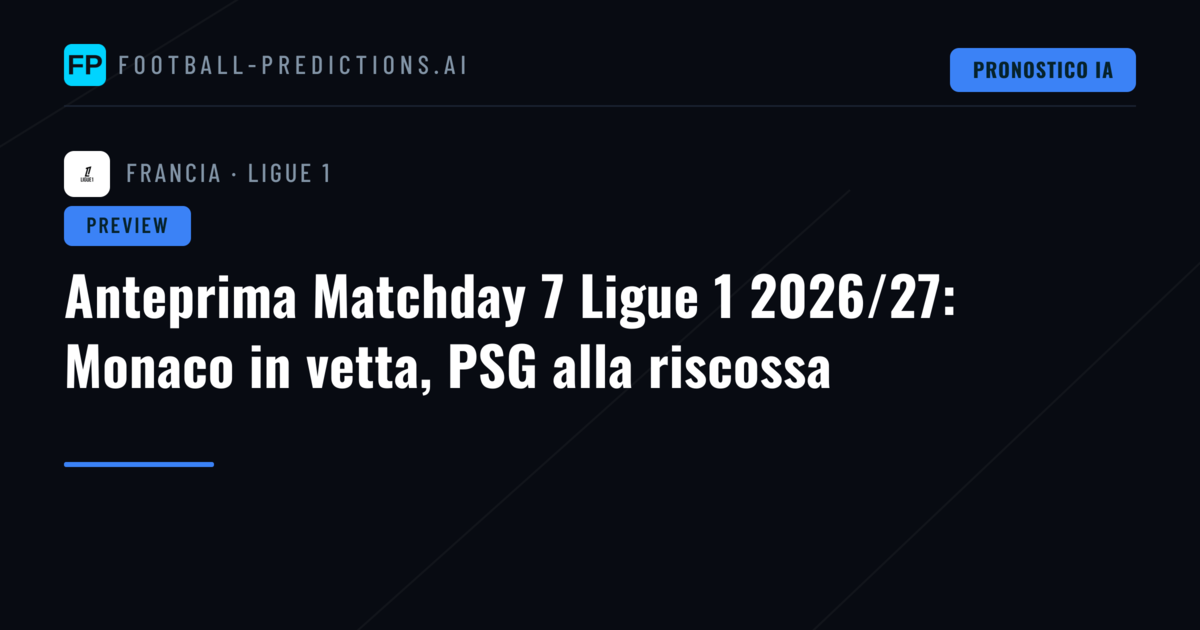 Anteprima Matchday 7 Ligue 1 2026/27: Monaco in vetta, PSG alla riscossa