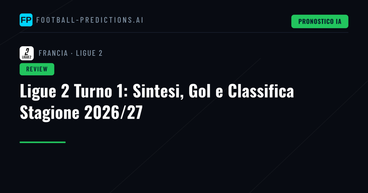 Ligue 2 Turno 1: Sintesi, Gol e Classifica Stagione 2026/27