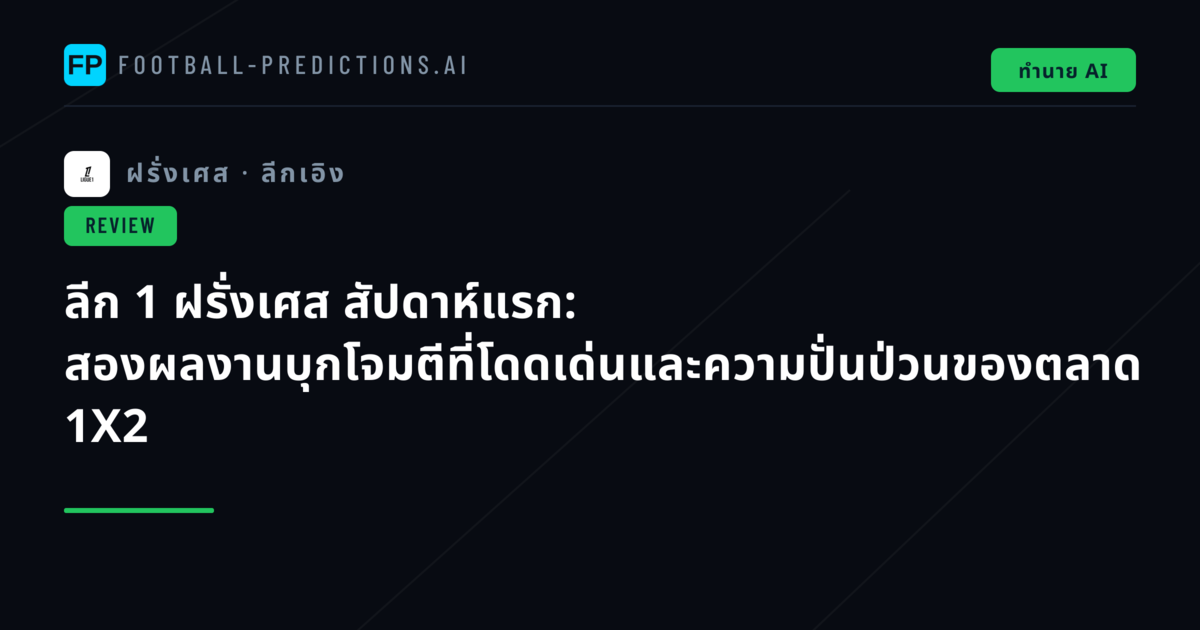 ลีก 1 ฝรั่งเศส สัปดาห์แรก: สองผลงานบุกโจมตีที่โดดเด่นและความปั่นป่วนของตลาด 1X2