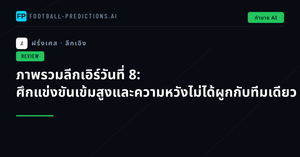 ภาพรวมลีกเอิร์วันที่ 8: ศึกแข่งขันเข้มสูงและความหวังไม่ได้ผูกกับทีมเดียว