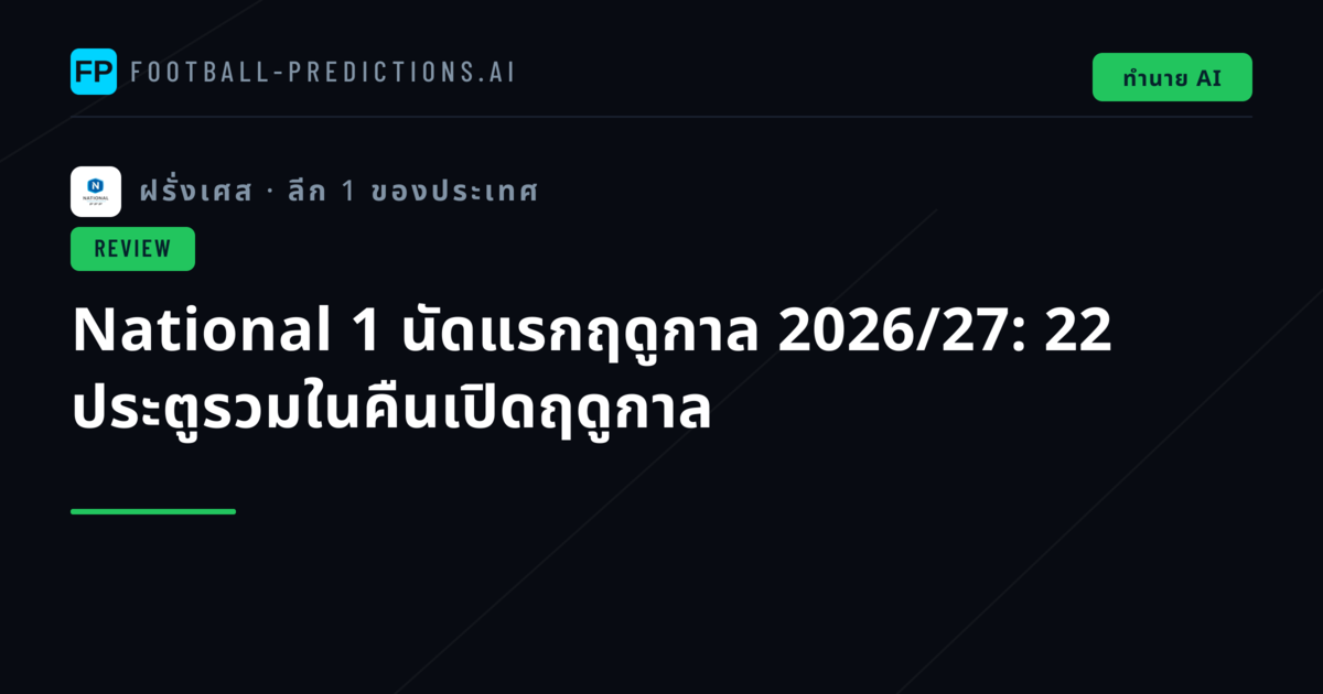 National 1 นัดแรกฤดูกาล 2026/27: 22 ประตูรวมในคืนเปิดฤดูกาล