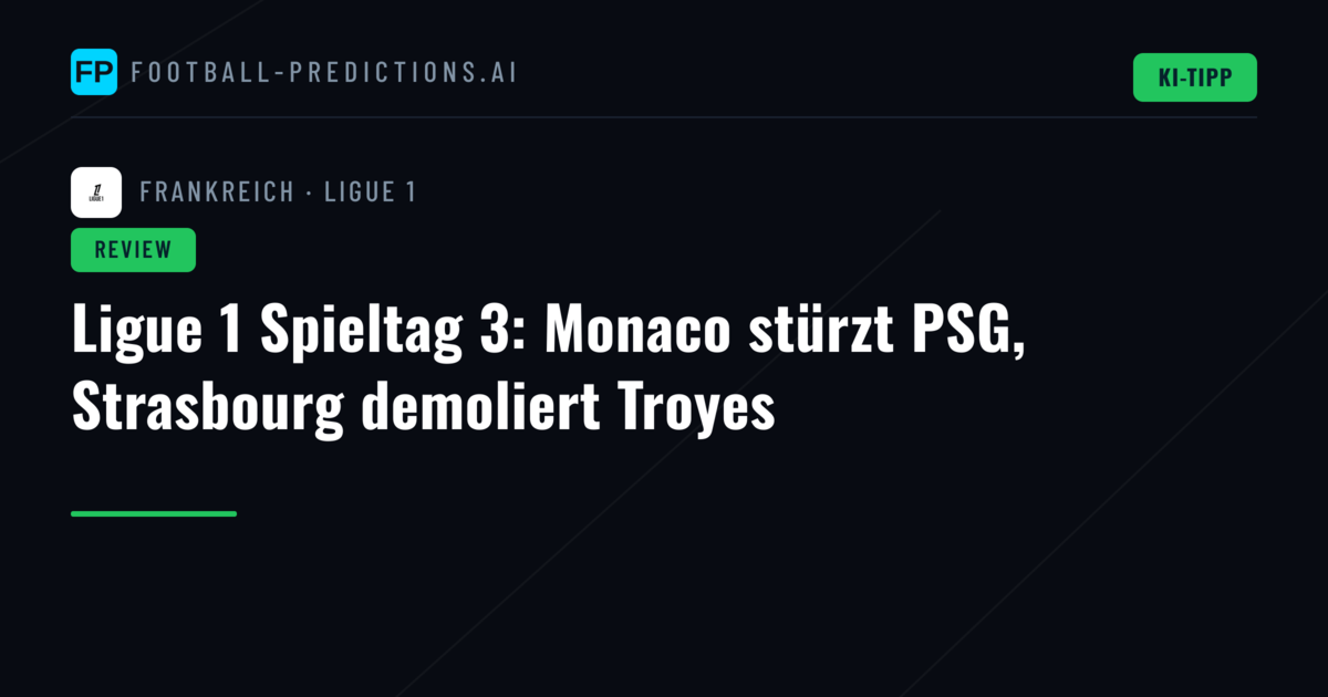 Ligue 1 Spieltag 3: Monaco stürzt PSG, Strasbourg demoliert Troyes